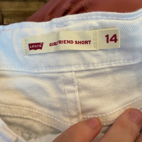 Levi's White Distressed Jean Shorts - Picture 3 of 3